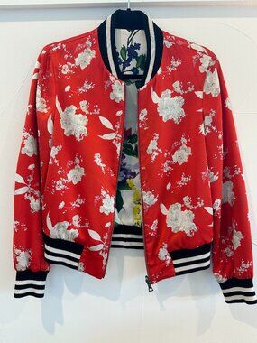 Alice + Olivia Silk Floral Bomber Reversible